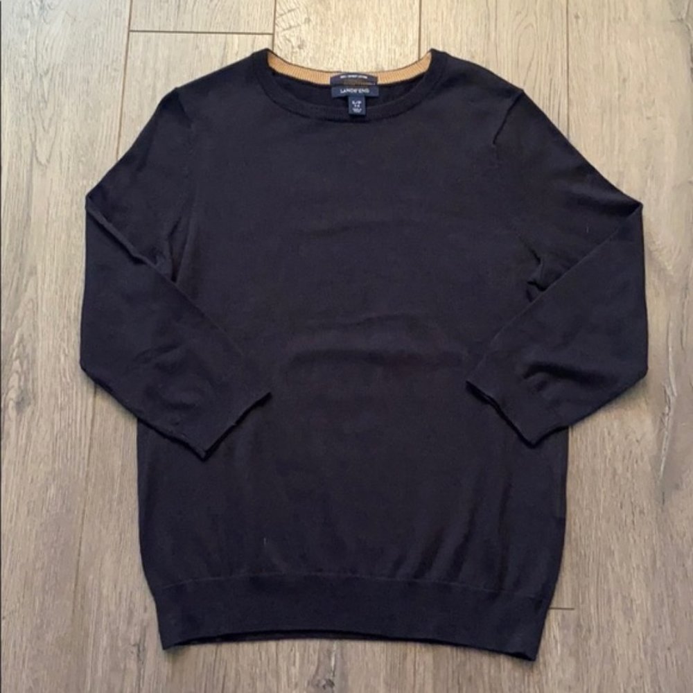 Lands' End Women's Black Supima Crewneck Sweater